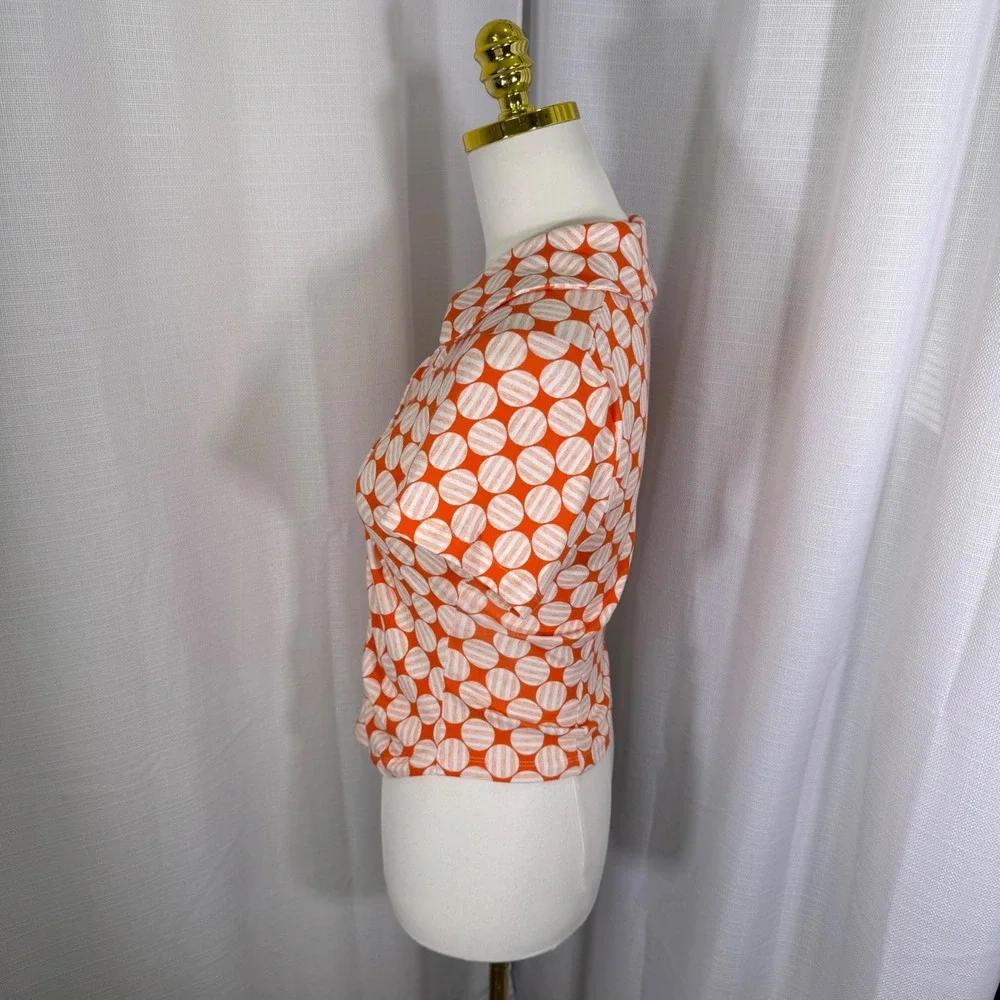 NWOT Maeve Anthropologie Ruched Blouse Button Top Small Retro Polka Dot Y2K - Picture 15 of 16